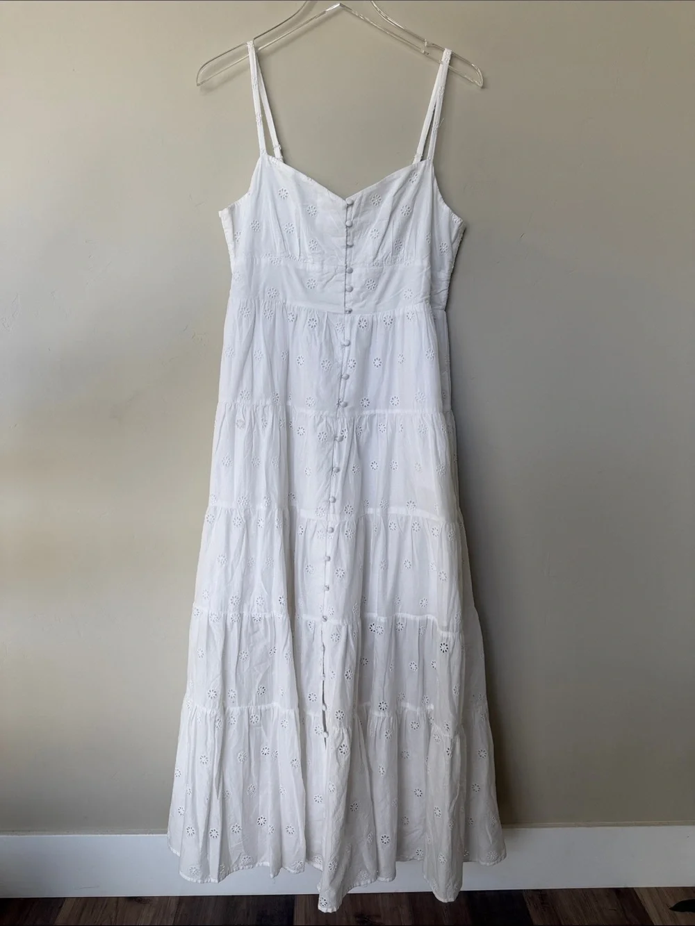 J. Crew White Coastal Tiered Cotton Midi Dress M